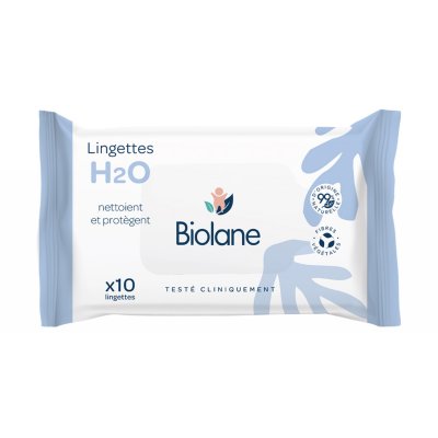 Biolane Etui 10 lingettes epaisses h2o