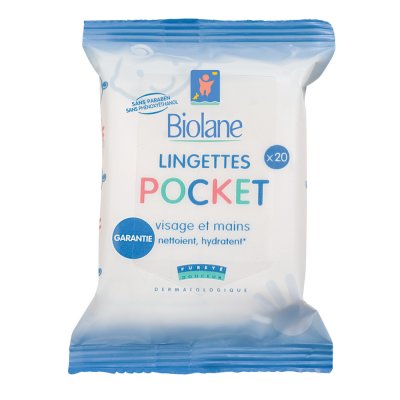 Biolane Etui 20 lingettes pocket visage et mains