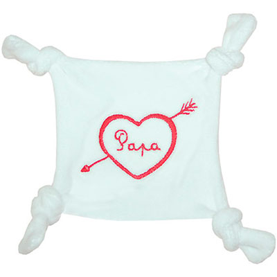 Bulle de bb Doudou plat velours brode papa blanc/rouge