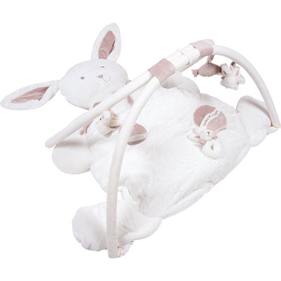 Doudou et compagnie Tapis d'éveil luxe lapin bonbon taupe