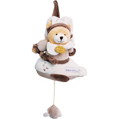 Doudou et compagnie Jouet d'éveil bébé boîte à musique graines de doudou ours