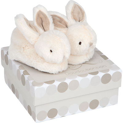 Doudou et compagnie Coffret chaussons bébé taupe lapin bonbon 