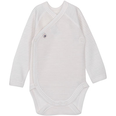 Petit bateau Body bébé naissance manches longues blanc et gris