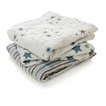 Lot de 3 petits langes étoile bleu pas cher