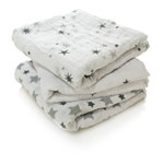 Lot de 3 petits langes étoiles gris pas cher
