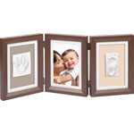Cadre photo 3 volets avec deux empreintes brown et taupe / beige pas cher