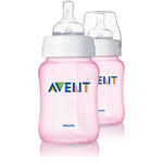 Lot de 2 biberons sans bpa rose 260 ml pas cher