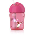Tasse avec paille 260 ml rose pas cher