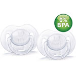 Lot de 2 sucettes silicone transparentes 0 - 6 mois pas cher