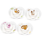 Lot de 2 sucettes silicone orthodontiques decorees animal 0-6 mois pas cher