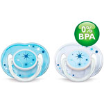 Lot de 2 sucettes silicone de nuit 3-6 mois (sans bpa) pas cher