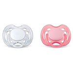 Lot de 2 sucettes silicone aerees rose et blanche 0-6 mois (sans bpa) pas cher