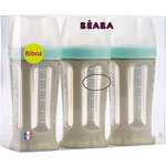 Lot de 3 biberons sans bpa biboz silicone poudré bleu 210 ml pas cher