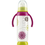 Biberon sans bpa poignée  vert/prune trendy 300ml pas cher