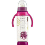 Biberon sans bpa poignée prune/rose trendy 300ml pas cher