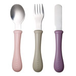 Set de 3 couverts inox poudre rose pas cher
