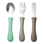 Set de 3 couverts inox poudre bleu pas cher