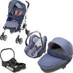 Poussette trio loola divine denim  2013 + base offerte pas cher