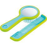 Brosse miroir + peigne bébé ondes positives bleu pas cher