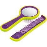 Brosse miroir + peigne bébé ondes positives violet pas cher