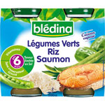 BLEDINA L�gumes verts riz saumon 200 g d�s 6 mois