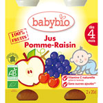 Bio jus pommes raisins 20 cl dès 4 mois pas cher