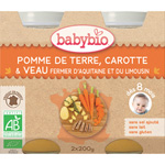 Menu du jour légumes et veau fermier d'aquitaine 200 g dès 8 mois pas cher