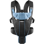 Porte bébé ventral miracle coton mix noir/bleu clair pas cher