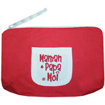 Trousse de toilette bébé brodee maman papa moi rouge/blanc pas cher