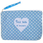 Trousse de toilette bébé brodee petit bébé d amour bleu pois blanc pas cher