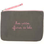 Trousse de toilette bébé brodee mes petites affaires de bébé taupe/rose pas cher