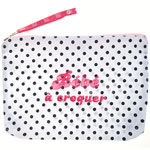 Trousse de toilette bébé a croquer blanc pois noir/fushia pas cher