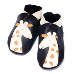 Chaussons bébé girafe brun crème 0-6 mois pas cher