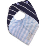 Bavoir bandana réversible rayé marine et vichy bleu ciel pas cher