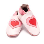 Chaussons bébé double coeur rose et rouge 6-12 mois pas cher