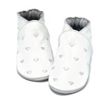 Chaussons bébé petits coeurs blanc et argent 6-12 mois pas cher