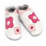Chaussons bébé flower power blanc et rose 6-12 mois pas cher
