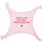 Doudou plat velours brode 100% craquante rose pas cher