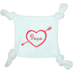 Doudou plat velours brode papa blanc/rouge pas cher
