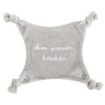 Doudou plat velours brode mon premier doudou gris/blanc pas cher