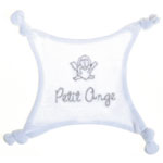 Doudou plat velours brode petit ange blanc/gris pas cher