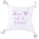 Doudou plat velours mon coeur est à papa blanc et liberty pas cher