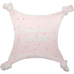 Doudou plat velours brode bienvenue petit bébé rose pas cher
