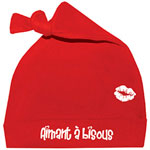 Bonnet bébé double pur coton aimant a bisous rouge pas cher