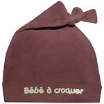 Bonnet bébé double pur coton 'bébé a croquer' chocolat pas cher