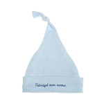 Bonnet bébé double pur coton 'fabrique avec amour' bleu ciel pas cher