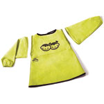 Bavoir tablier bib lime/taupe à manches amovibles pas cher