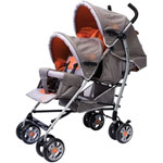 POUSSETTE BEE FOR 2 GRIS/PECHE CHASSIS ALUMINIUM