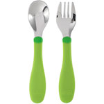 Couverts bébé inox x2 vert 18m + pas cher