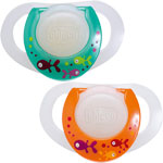 Lot de 2 sucettes silicone physioring phosphorescente 12mois+ pas cher